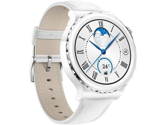Смарт часы HUAWEI WATCH GT 3 PRO WHITE LEATHER STRAP (FRIGGA-B19V)